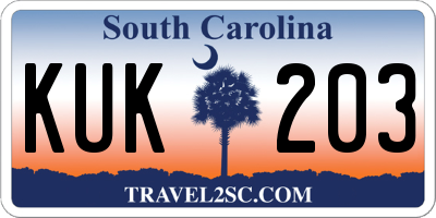 SC license plate KUK203