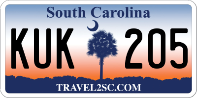 SC license plate KUK205