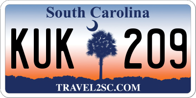 SC license plate KUK209
