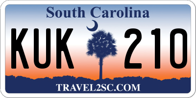 SC license plate KUK210