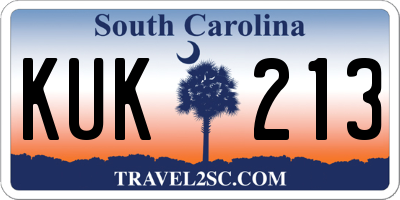 SC license plate KUK213