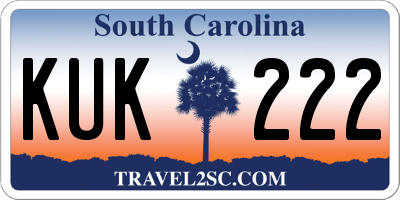 SC license plate KUK222
