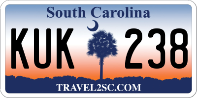 SC license plate KUK238