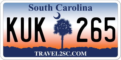 SC license plate KUK265