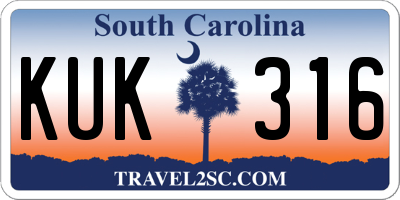 SC license plate KUK316