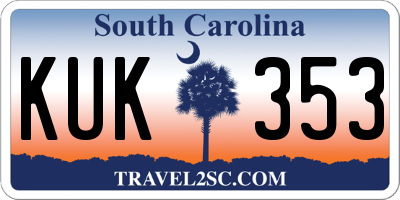 SC license plate KUK353