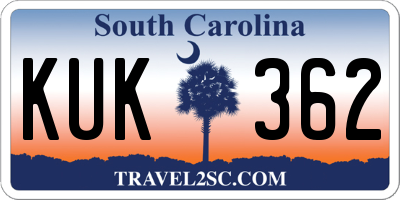 SC license plate KUK362