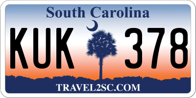 SC license plate KUK378