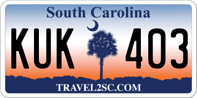 SC license plate KUK403