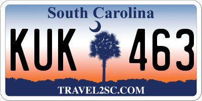 SC license plate KUK463