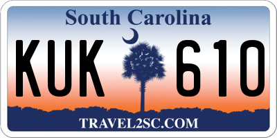 SC license plate KUK610