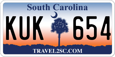 SC license plate KUK654