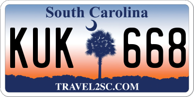 SC license plate KUK668