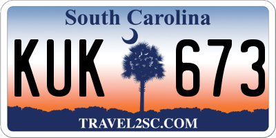 SC license plate KUK673