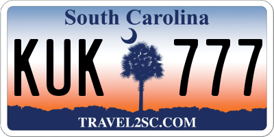 SC license plate KUK777