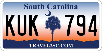 SC license plate KUK794