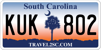SC license plate KUK802