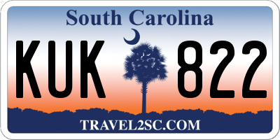 SC license plate KUK822