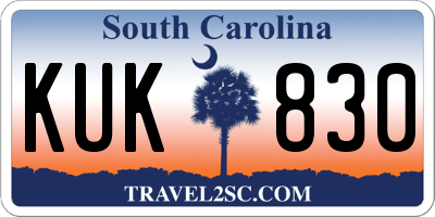 SC license plate KUK830