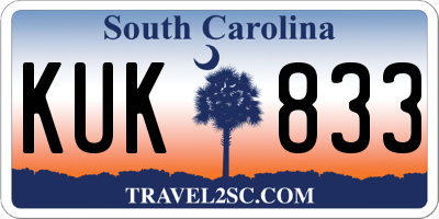 SC license plate KUK833