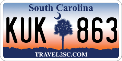 SC license plate KUK863