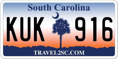 SC license plate KUK916