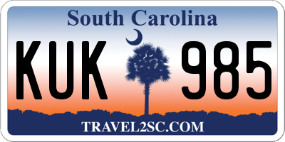 SC license plate KUK985