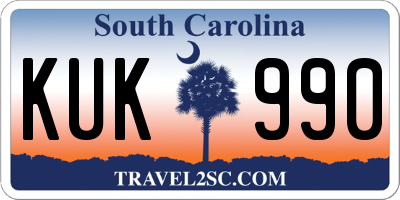 SC license plate KUK990