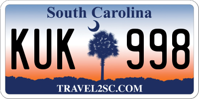 SC license plate KUK998