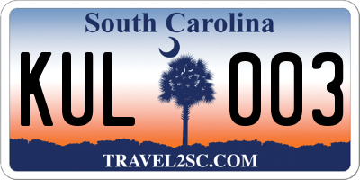 SC license plate KUL003