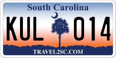 SC license plate KUL014