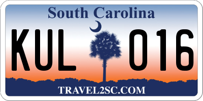 SC license plate KUL016