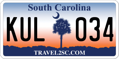 SC license plate KUL034