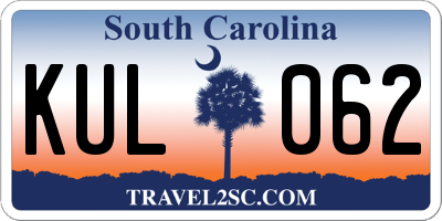 SC license plate KUL062