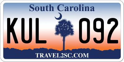 SC license plate KUL092