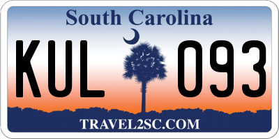 SC license plate KUL093