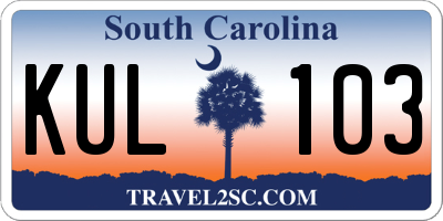 SC license plate KUL103