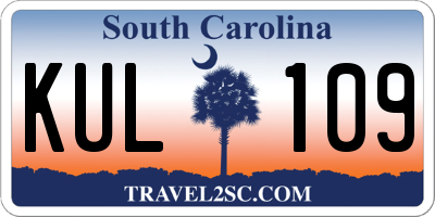 SC license plate KUL109