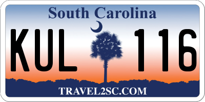SC license plate KUL116