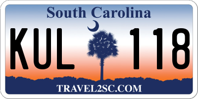 SC license plate KUL118