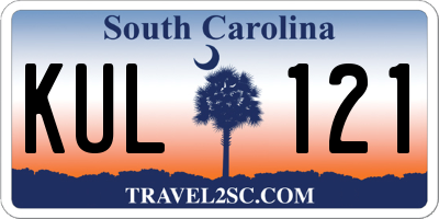 SC license plate KUL121