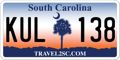 SC license plate KUL138