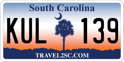 SC license plate KUL139