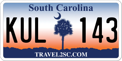 SC license plate KUL143
