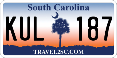 SC license plate KUL187