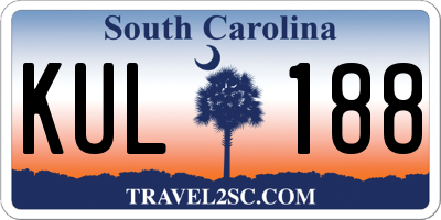 SC license plate KUL188