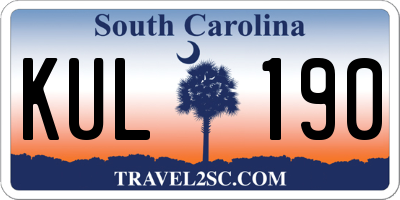 SC license plate KUL190