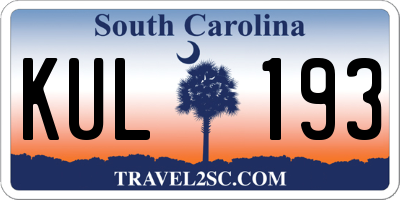 SC license plate KUL193