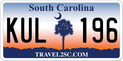 SC license plate KUL196