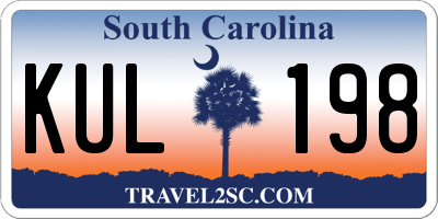 SC license plate KUL198